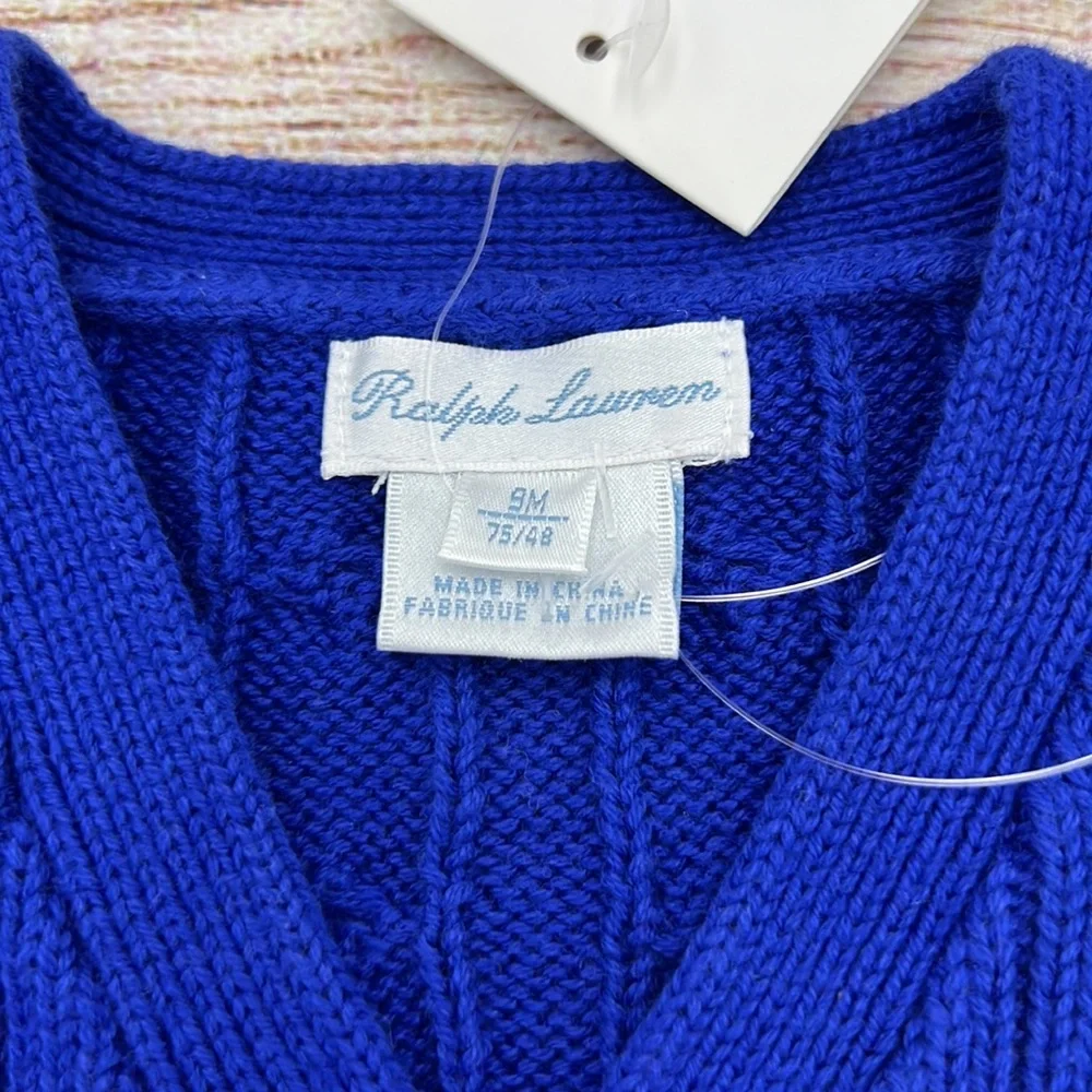 Ralph Lauren Blue Knit Sweater with Red Logo Sz 9M